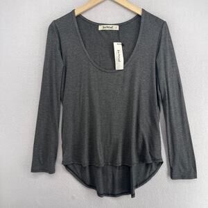 THREE BIRD NEST Top S Ryder Long Sleeve Bralette Scoop Neck Jersey Gray USA NEW